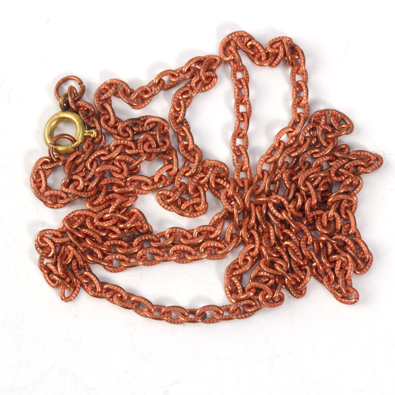 Vintage copper over steel etched cable chain. 29" finished chain w/spring clasp.