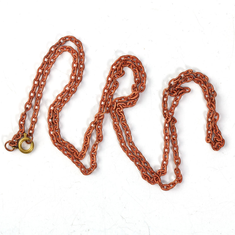 Vintage copper over steel etched cable chain. 29" finished chain w/spring clasp.