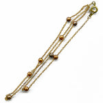 Vintage 16 inch length of 1mm fine curb chain with copper beads barrel clasp, Korea.