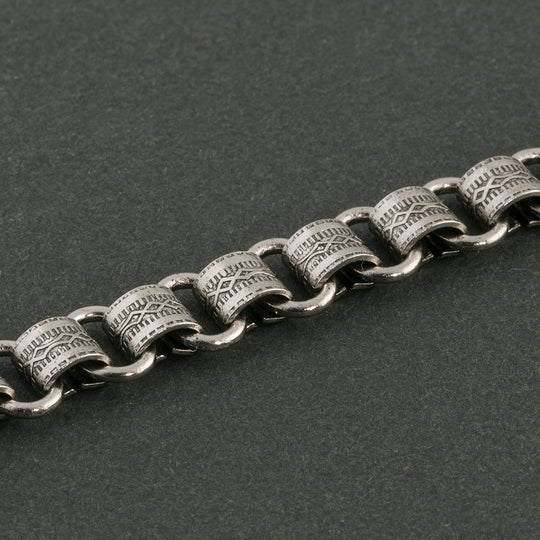 Vintage style antique silver plated embossed solid brass book chain per foot. b12-chn578s