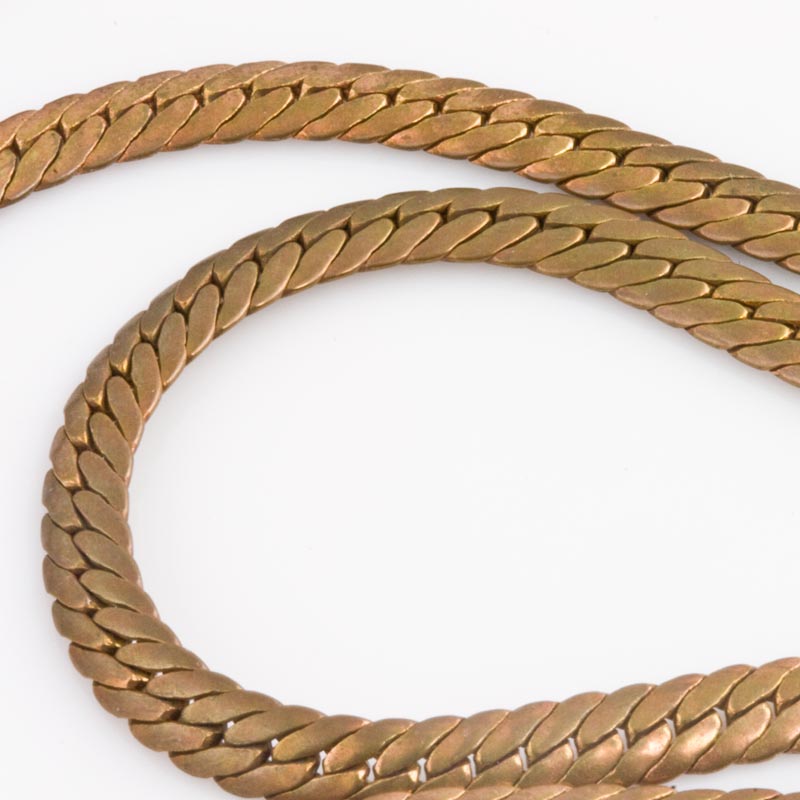Vintage solid brass flat herringbone chain 4.5mm wide per foot.