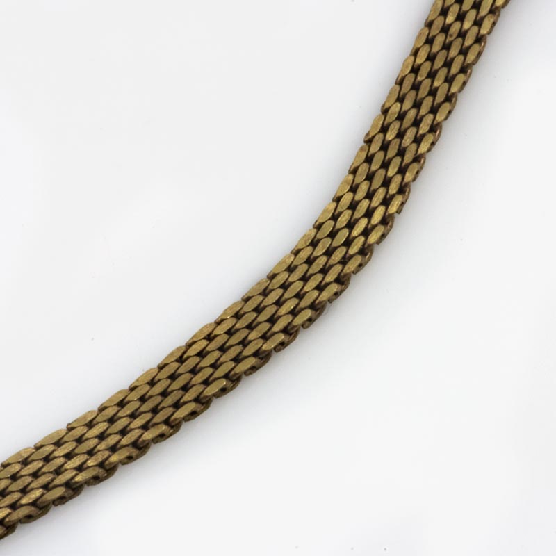 Vintage solid brass flat mesh chain 3mm wide per foot.