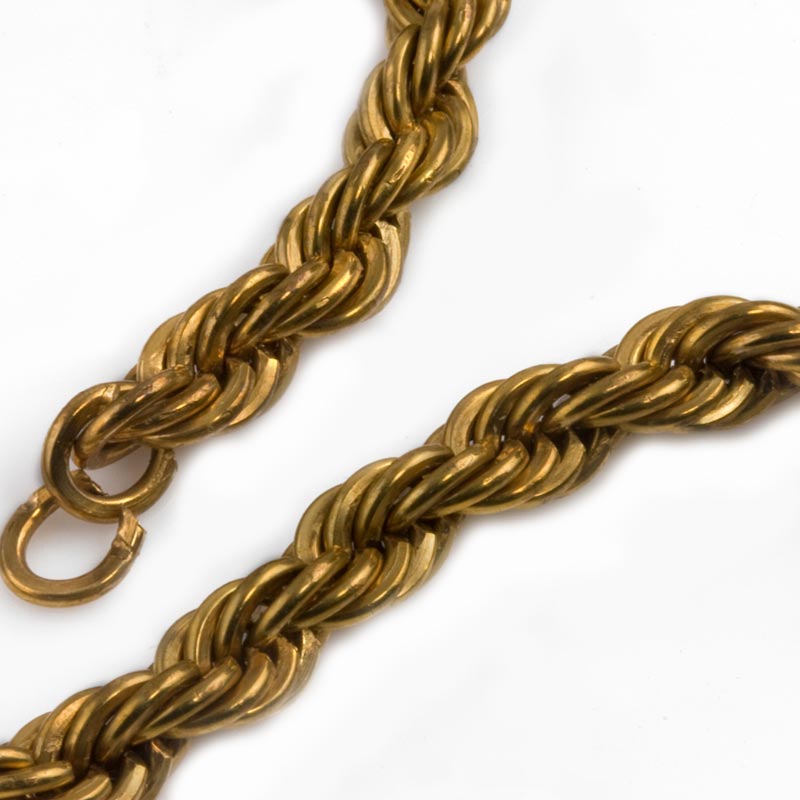 Vintage solid brass French rope chain 3mm. Per foot.