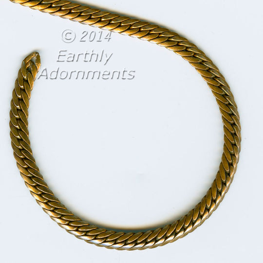 Vintage solid brass flat herringbone chain 5mm wide Sold per foot.