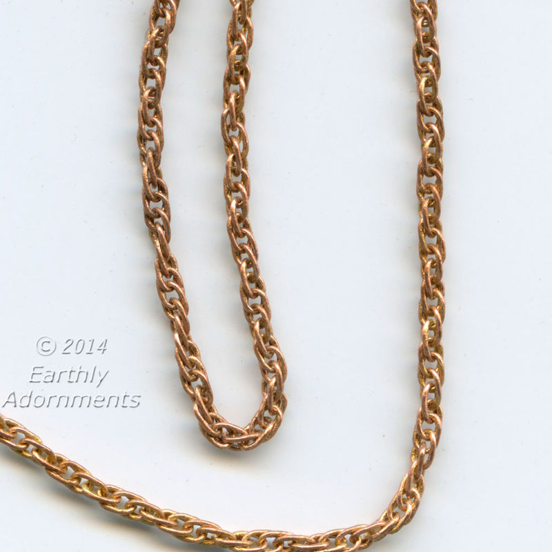 Vintage solid brass super fine 2x1mm double rope chain sold by the foot.