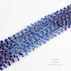 Czech bead chain of silver wire and 3mm blue glass beads, 15+" length, sold indv.
