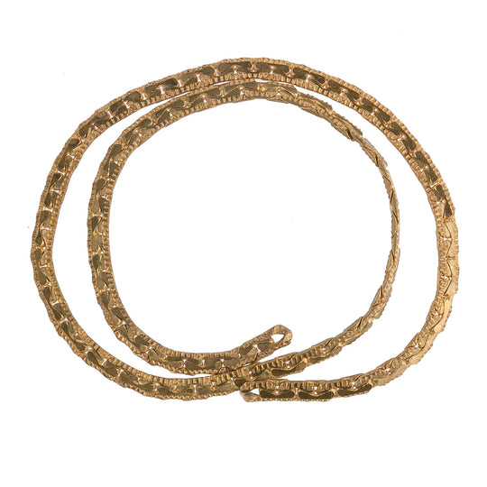 Vintage solid brass flat woven swag chain. 4mm wide. Per foot.  b12-chn711