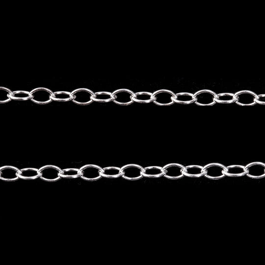 Sterling silver oval cable chain. 2.3 x 3.5mm links. Sold per foot. b12-chn712