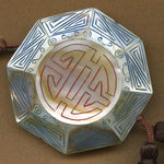 Vintage mother of pearl inlaid etched and painted pendant bead. 43x10mm. China export 1970's.