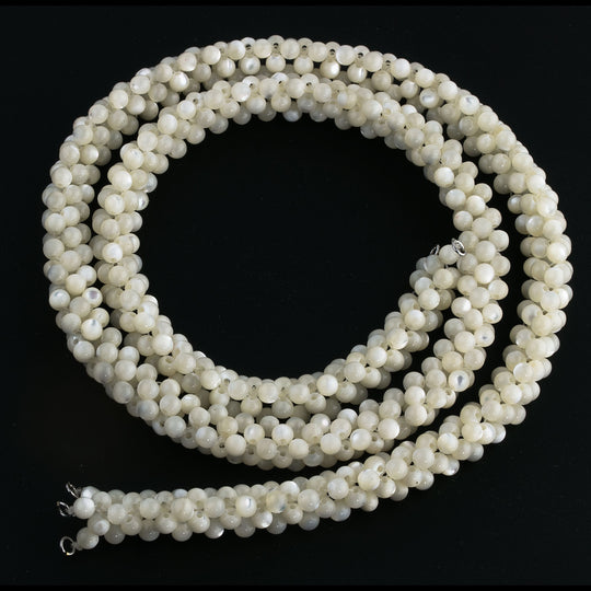 Vintage mother of pearl woven bead rope 24 inches.  b15-mop133