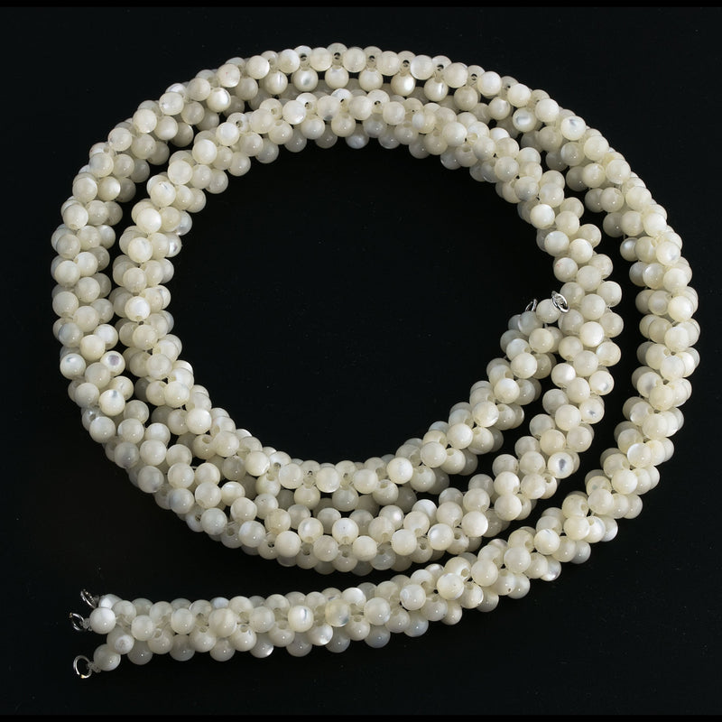 Vintage mother of pearl woven bead rope 24 inches.