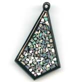 b15-she296-Vintage abalone & lacquer pendant, pkg of 1