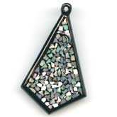 Vintage abalone & lacquer pendant, pkg of 1