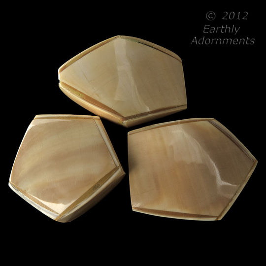 Medium laminated hollow shell beads. Varying sizes approximately 30mm x 30mm. Package of 1. B15-she314