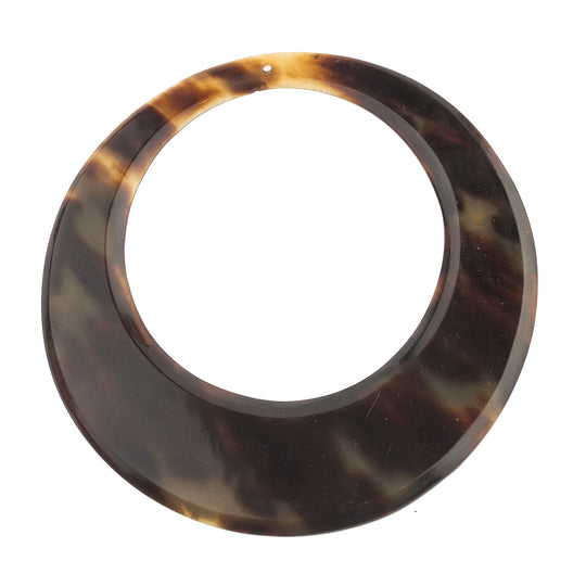 Vintage tortoise shell circular disk pendant.  b15-she396