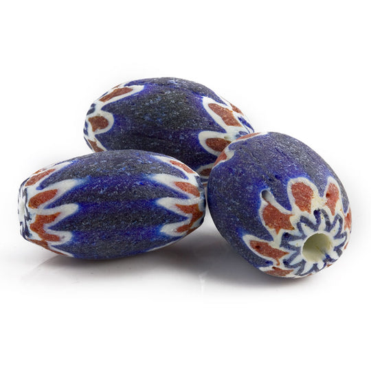 b1-638-Large Vintage Chevron trade bead, India, 21x32mm, sold individually