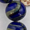 Vintage Japanese blue and grey lampwork swirling marble rounds. 14mm. Pkg of 1. 