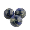 Vintage Japanese blue and grey lampwork swirling marble rounds. 14mm. Pkg of 1. 