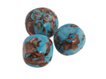 Murano turquoise glass lampwork bead with aventurine. 1950s 15x16mm. Pkg