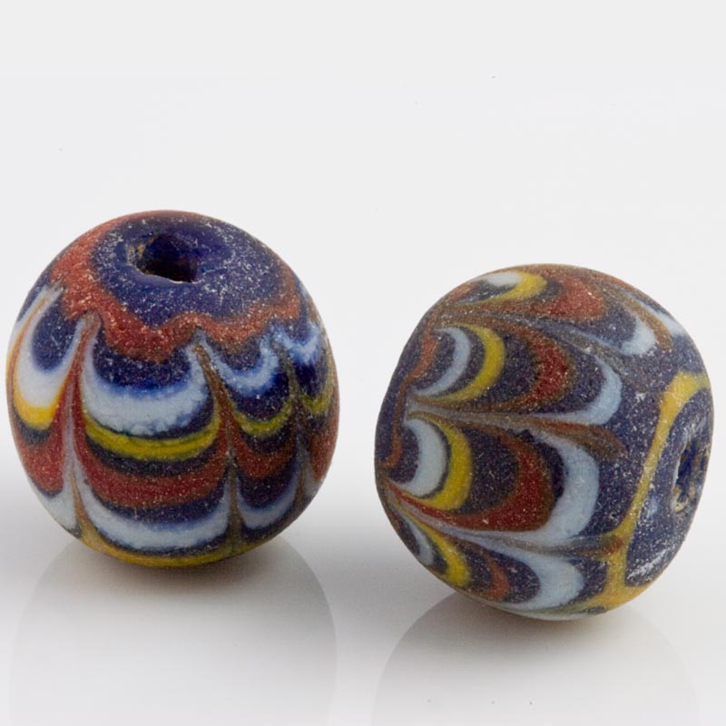 Ancient East Java Pelangi Jatim bead replica 15mm average size pkg of 2. 