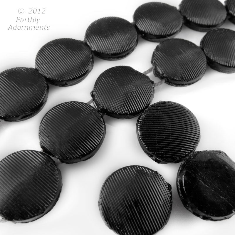 Antique Bohemian matte crepe finish flat two hole nailhead beads, 10mm strand of 24.