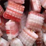 Vintage Bohemian glass varigated sew-on beads. 5mm sq. Strand of 23.
