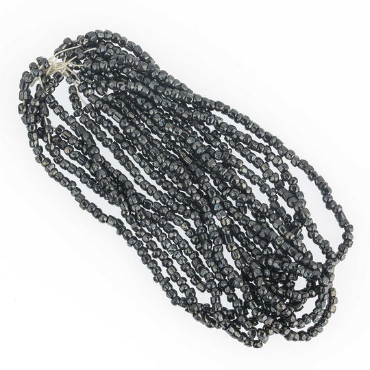 Old Czech hematite seed beads. Size 9/0. 8.7-gr. hank. b17-088(e)