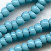 b17-093-Vintage Czech size 9 opaque turquoise seed beads. 20"-strand. @7.2-gr. bag