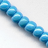 b17-101-Vintage aqua luster seed bead. Size 4. 4mm. 20"-strand