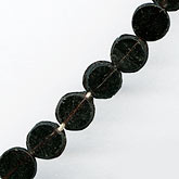 b17-102-Antique Bohemian jet glass flat disk beads. 7mm. Pkg of 25