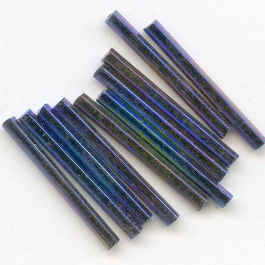 Vintage blue iris bugles. 30mm Czechoslovakia 10gram bag. b17-123(e)