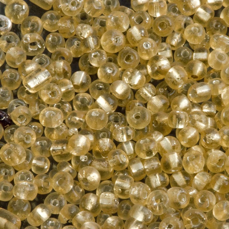 Vintage 1930s Italian transparent golden charlottes with silver core size 11/0, 10 gram bag