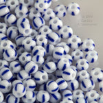 Vintage Italian white with blue stripe seed bead size 11/0. 15 gram bag.
