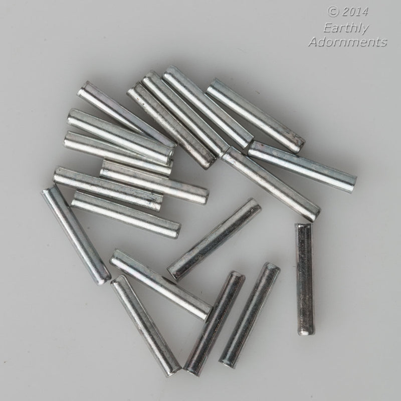 Vintage silver plated bugle beads. 10x1.5mmSold in 3 gram bags.
