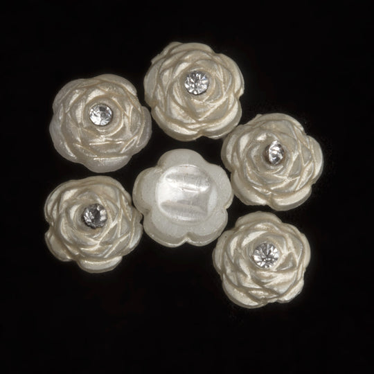 Pearlized Nailhead Flower Beads, plastic. Vintage 1930s. Pkg 10. b17-255