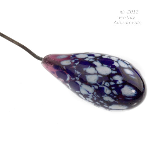 Vintage hand made Italian artisan lampwork teardrops, purple. Sold individually. B1-746
