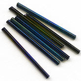 Vintage Czech brilliant blue iris bugle. 35mm. 10-gr. bag.