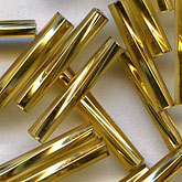 Vintage Czech silver lined gold bugles. 15mm. 10-gr. bag. b17-085(e)