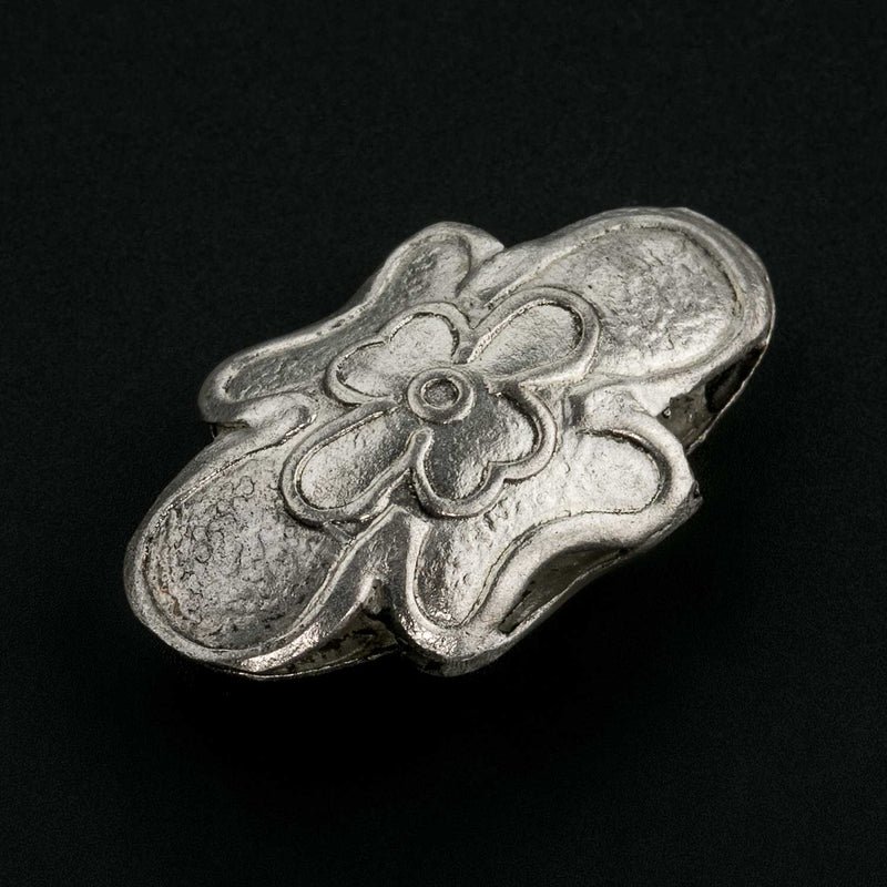 Vintage embossed silver bead. 12x20mm. Pkg of 1.