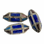 Silver plated enamel panel lantern bead. 25mm. Pkg of 1.