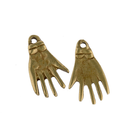 Brass hand pendant. 23x14x2mm. India Pkg of 2. b18-0207