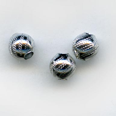 Vintage embossed silver plate bead, 4mm. Pkg of 10.