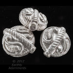 Vintage hollow silver metal beads. 18x16mm. Pkg of 10.