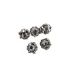 Czech gunmetal finish metal balls with prong-set marcasite glass stones, 6mm. Pkg of 6.