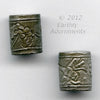 Coin silver embossed cylinder bead dragonfly design 14x10mm Pkg of 1.