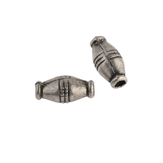 Old coin silver bead from India 17x8mm 2 pcs. b18-0351(e)