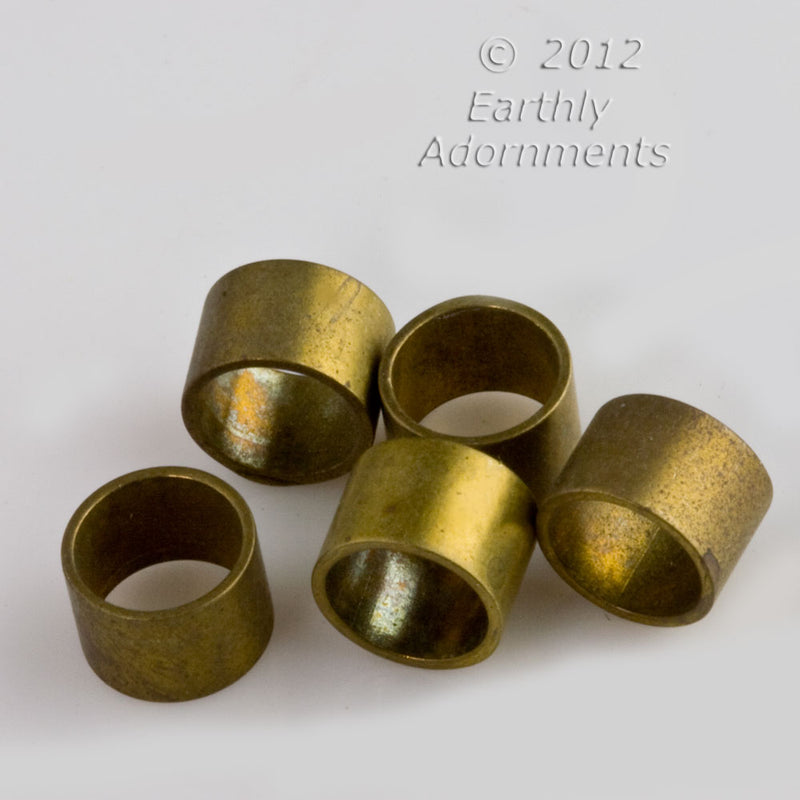 Solid brass cylinder spacers, 5mm x 7mm. Package of 12.