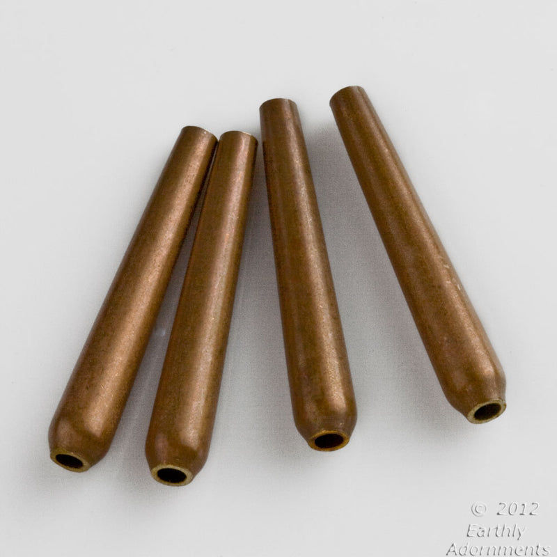 Vintage brass elongated narrow teardrops. 25x4mm. Package of 4.