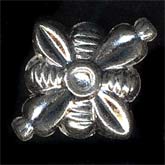Vintage hollow silver metal beads. 20x17mm. India. Pkg of 10.