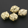 Vintage Stamped Gold-Tone Metal Beads. Hollow. 1970s. India. 18mm. Pkg of 10. 